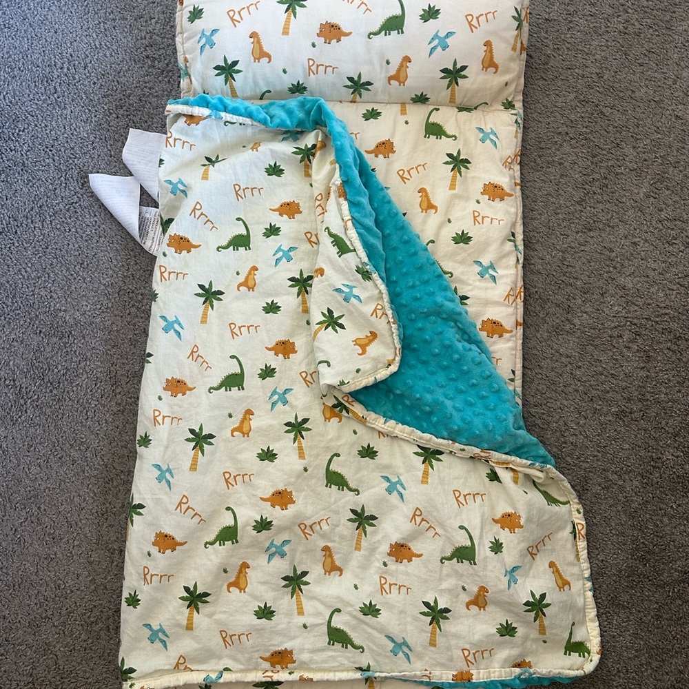 Huntington Home Dinosaur Print Blanket with Blue Interior